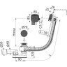 Сифон ALCAPLAST A564BLACK-80 для ванны, автомат с напуском воды через перелив, черный матовый, длина 80 см, металл с покрытием